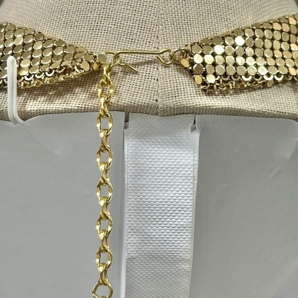 Vintage Signed Whiting & Davis Disco Gold Plated Mesh 70'S Necklace - Picture 4 of 5